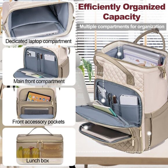 Insulated Laptop Backpack with Lunchbox for Women 15.6 Inch Work Travel Organize main image 6